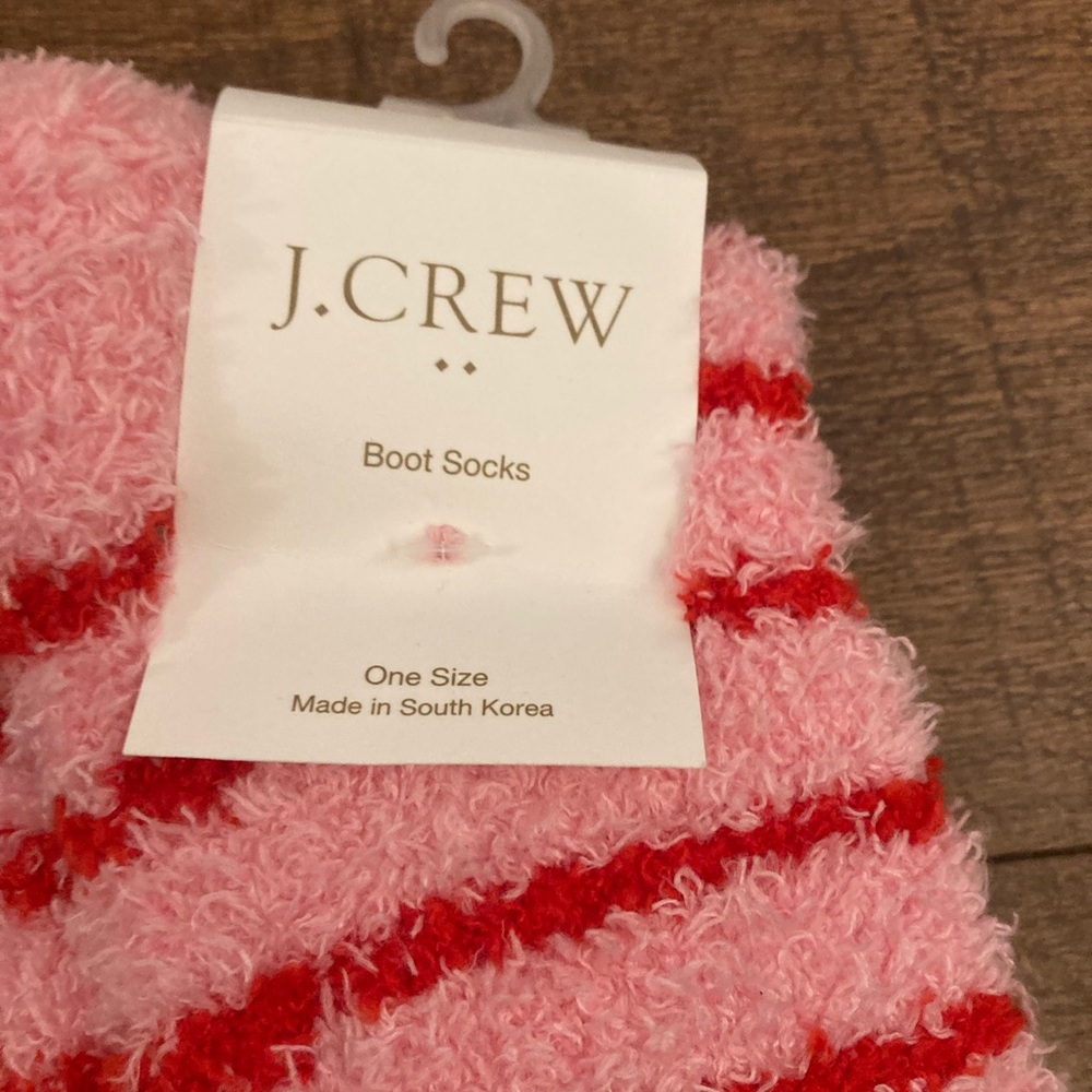 J. Crew Fuzzy Striped Boot Socks NEW w/ Tags - Picture 2 of 3